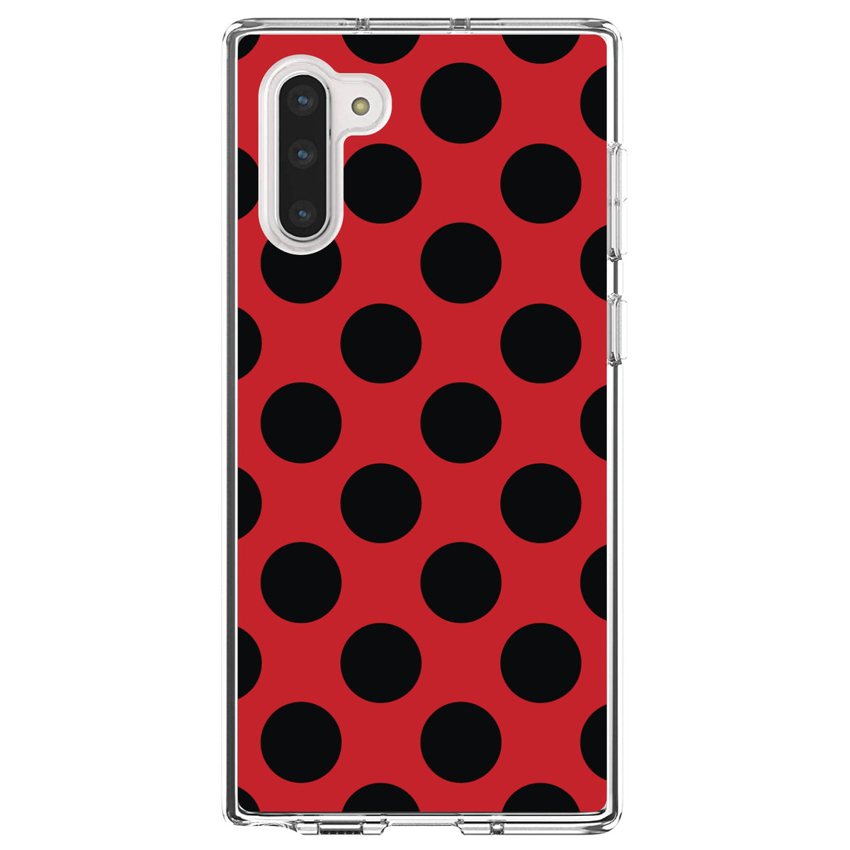 Black & Red Polka Dots Clear Shockproof iPhone Case, view 9