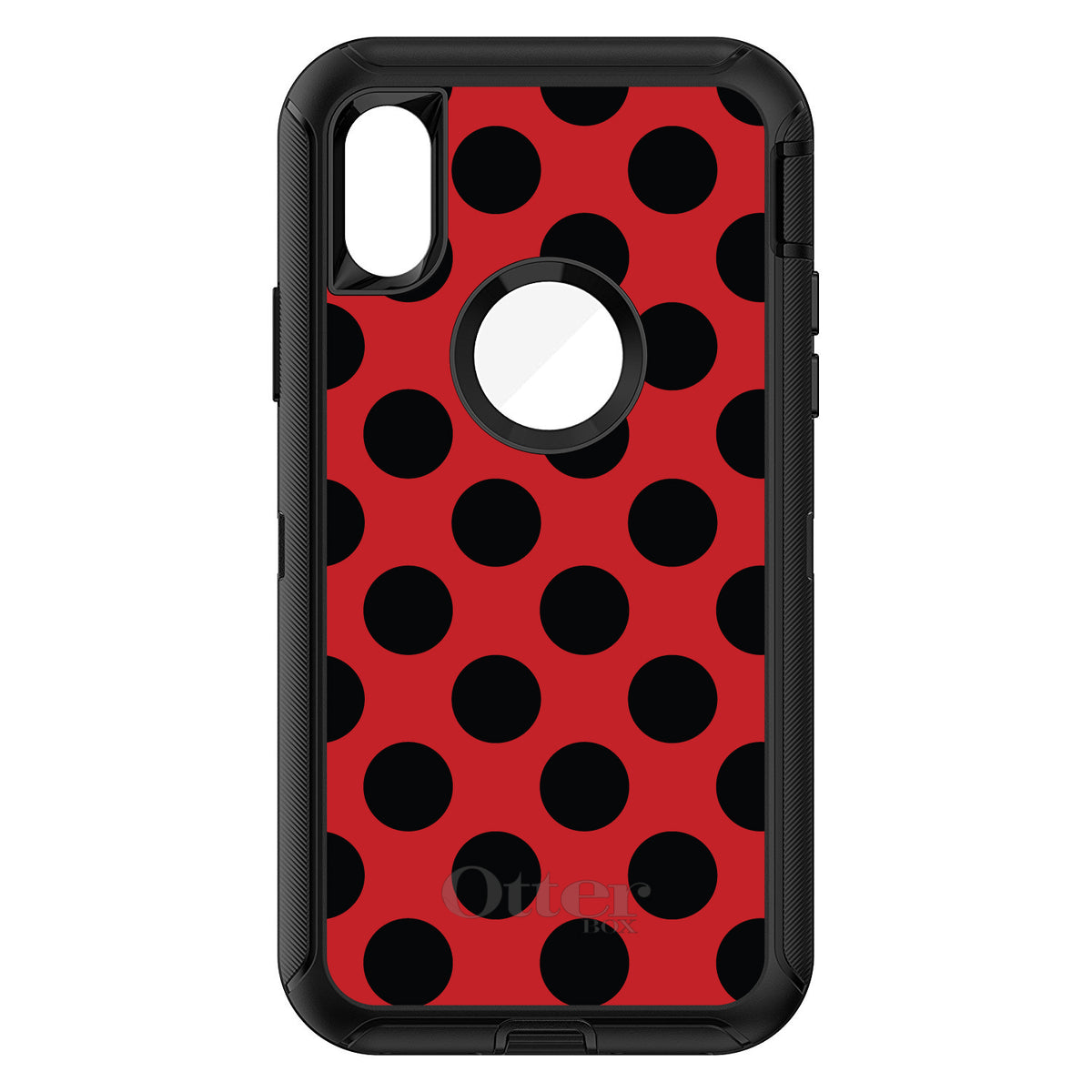 Black & Red Polka Dots OtterBox Defender Case for iPhone & Galaxy, view 3