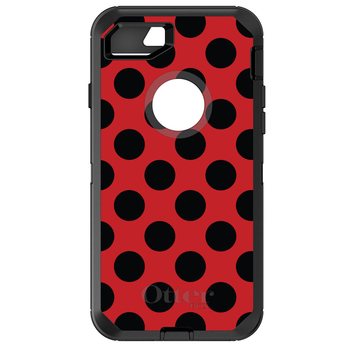DistinctInk™ OtterBox Defender Series Case for Apple iPhone / Samsung Galaxy / Google Pixel - Black & Red Polka Dots