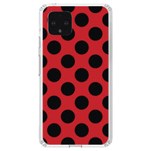 DistinctInk® Clear Shockproof Hybrid Case for Apple iPhone / Samsung Galaxy / Google Pixel - Black & Red Polka Dots