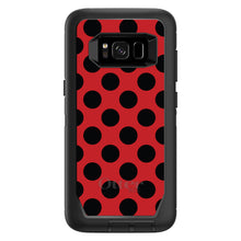 DistinctInk™ OtterBox Defender Series Case for Apple iPhone / Samsung Galaxy / Google Pixel - Black & Red Polka Dots