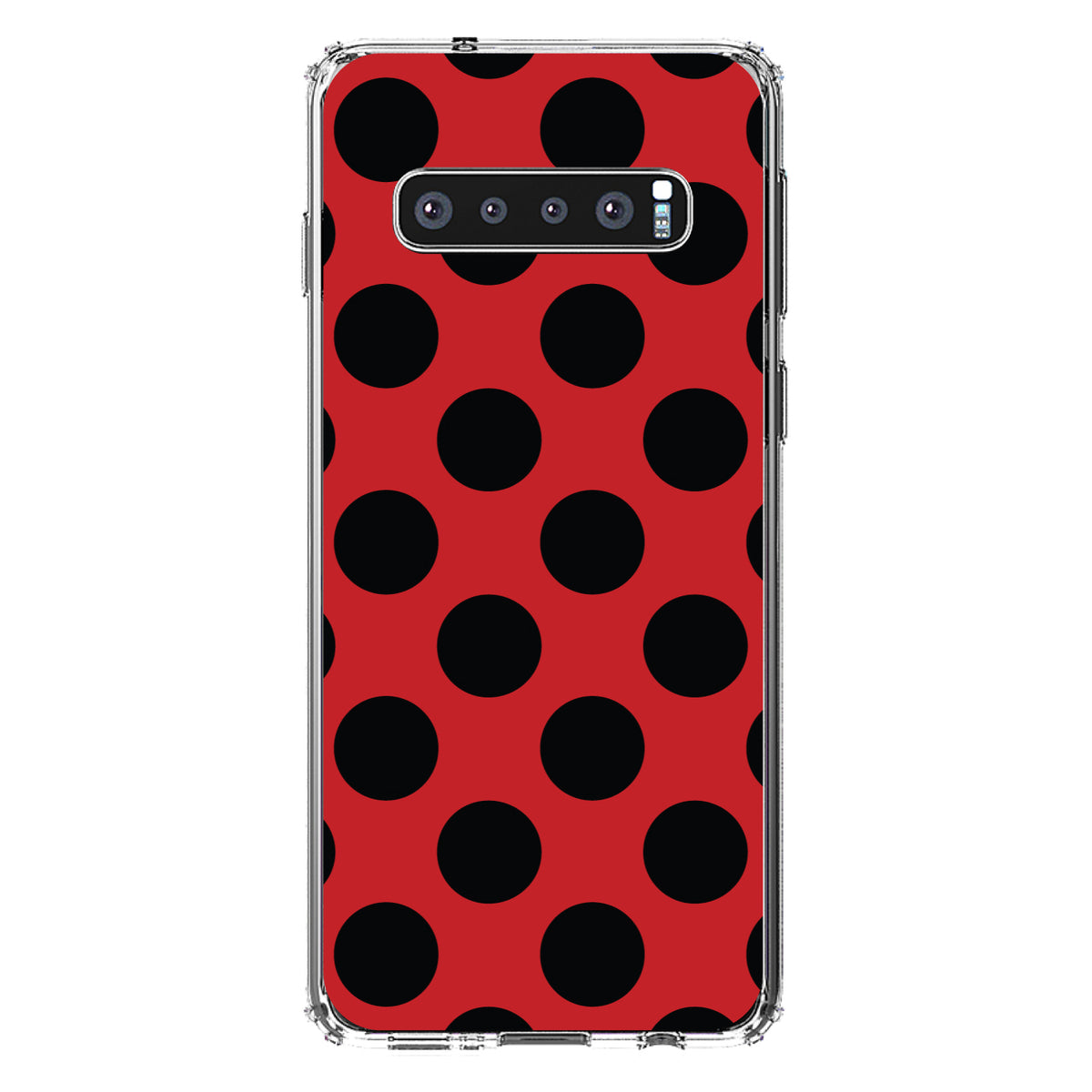 Black & Red Polka Dots Clear Shockproof iPhone Case, view 16