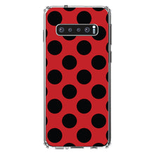 DistinctInk® Clear Shockproof Hybrid Case for Apple iPhone / Samsung Galaxy / Google Pixel - Black & Red Polka Dots