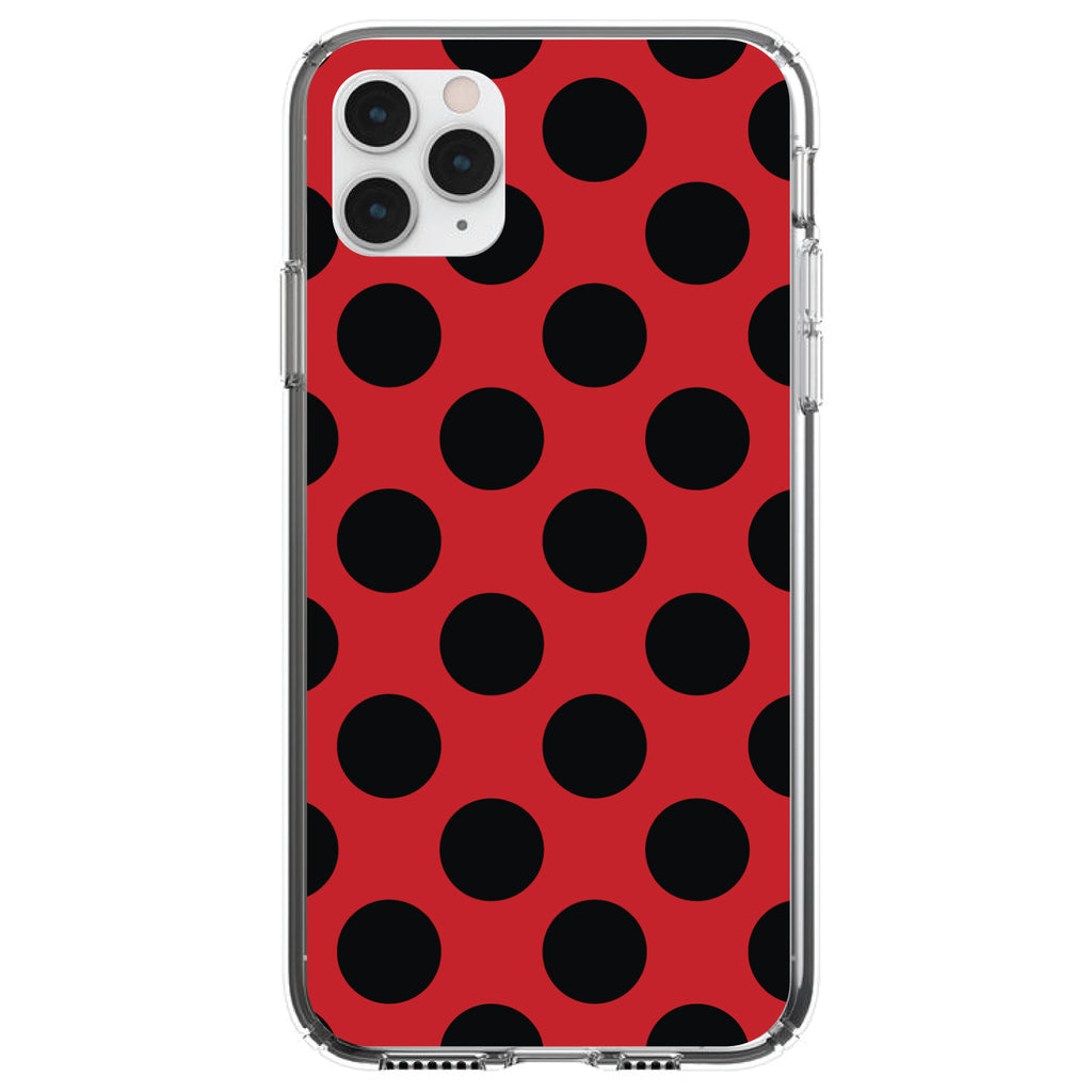 Black & Red Polka Dots Clear Shockproof iPhone Case