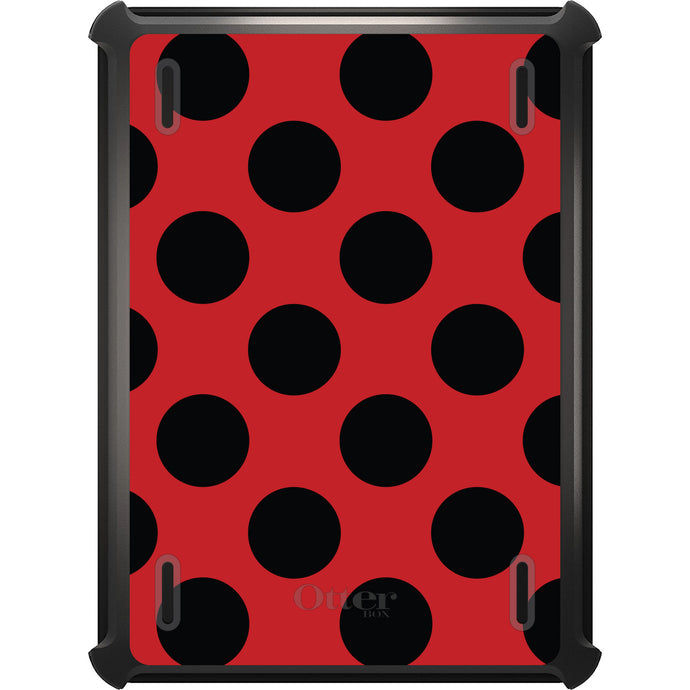 DistinctInk™ OtterBox Defender Series Case for Apple iPad / iPad Pro / iPad Air / iPad Mini - Black & Red Polka Dots