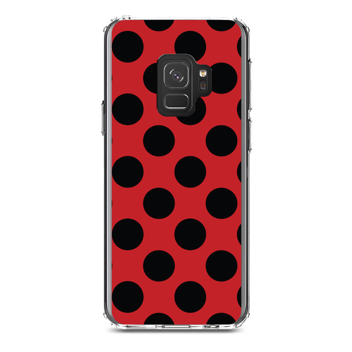 Black & Red Polka Dots Clear Shockproof iPhone Case, view 19