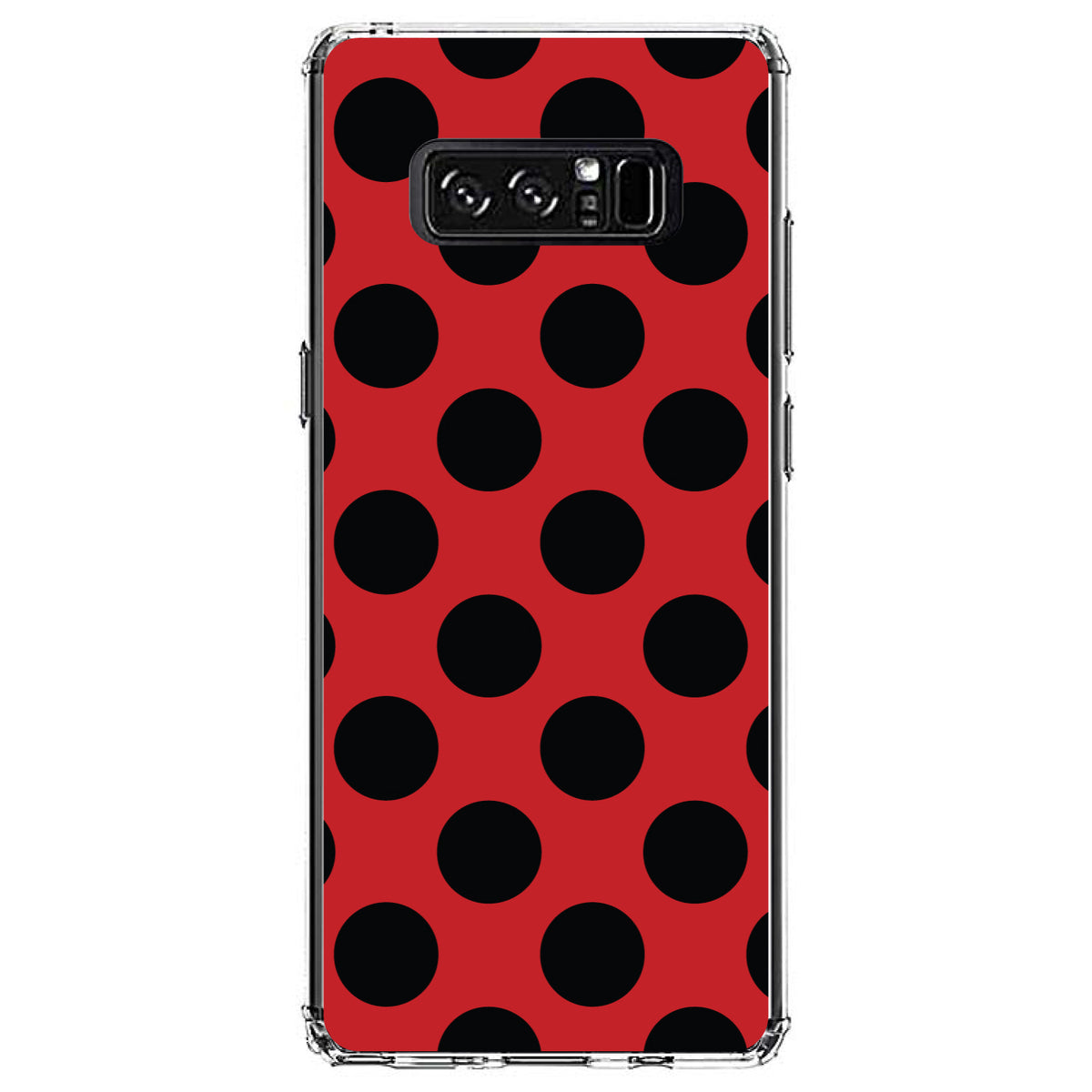 Black & Red Polka Dots Clear Shockproof iPhone Case, view 12