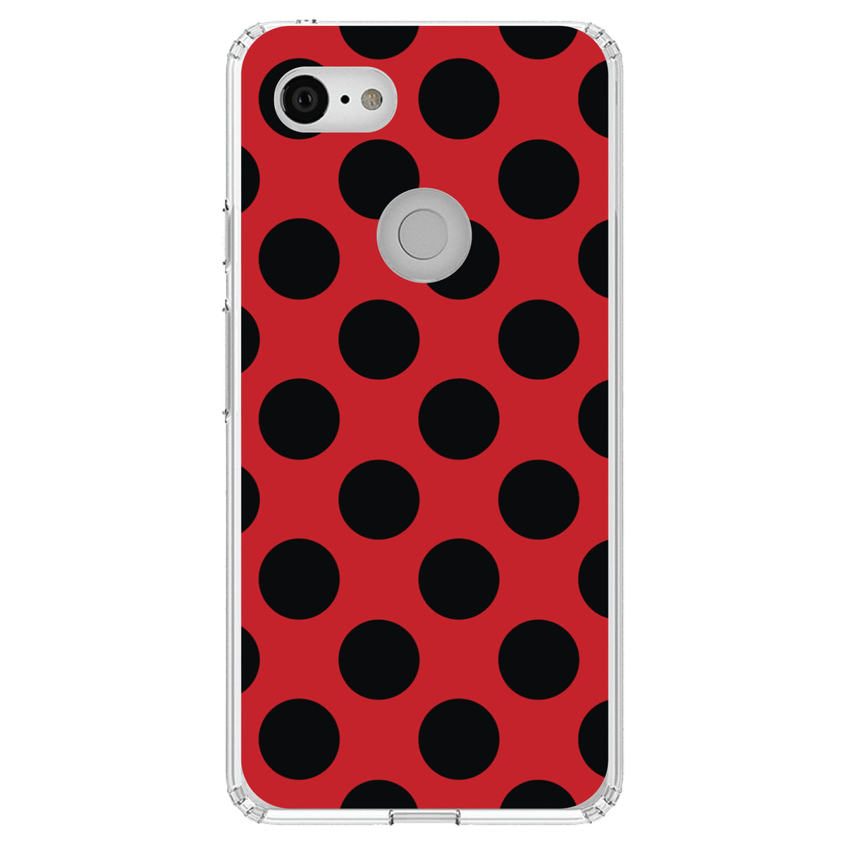 Black & Red Polka Dots Clear Shockproof iPhone Case, view 21