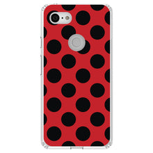 DistinctInk® Clear Shockproof Hybrid Case for Apple iPhone / Samsung Galaxy / Google Pixel - Black & Red Polka Dots