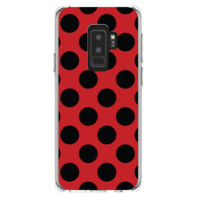 DistinctInk® Clear Shockproof Hybrid Case for Apple iPhone / Samsung Galaxy / Google Pixel - Black & Red Polka Dots