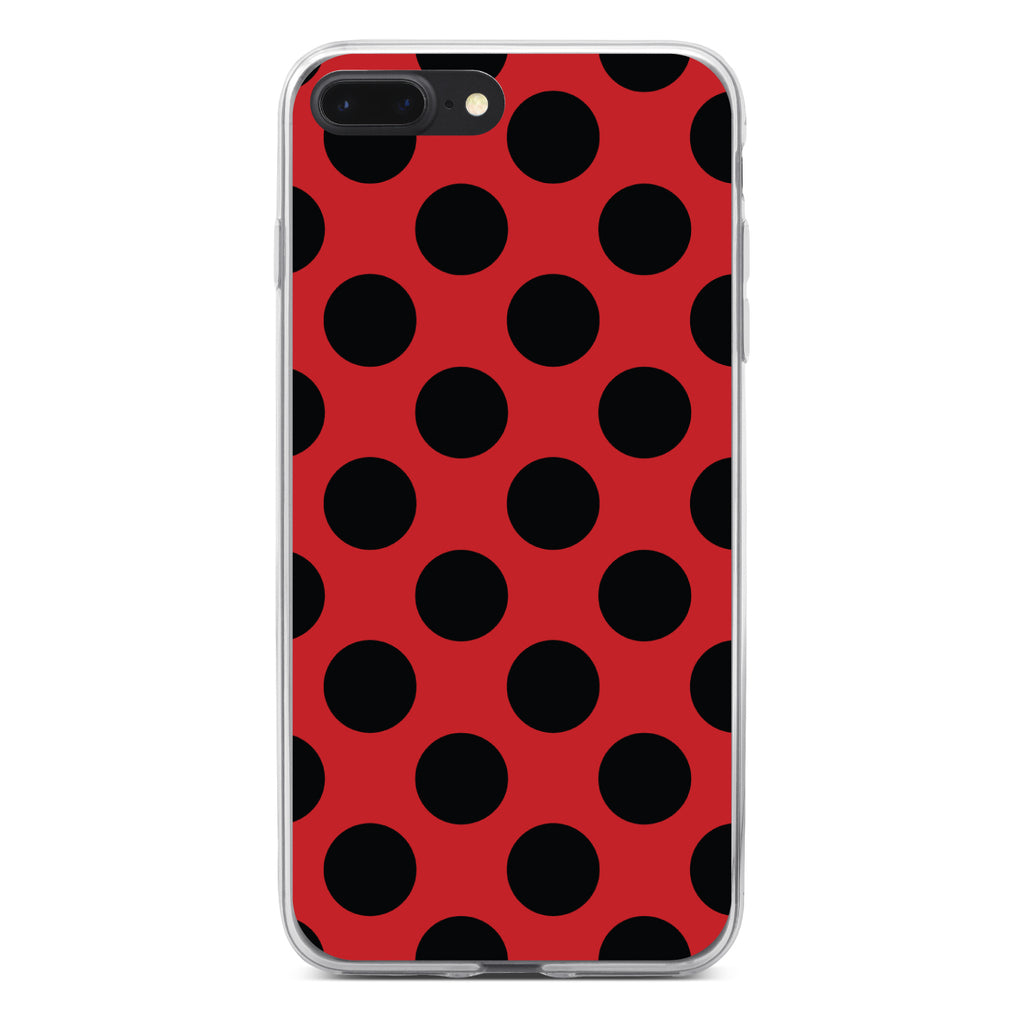 Black & Red Polka Dots Clear Shockproof iPhone Case, view 6