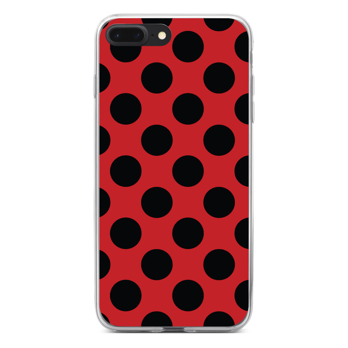 Black & Red Polka Dots Clear Shockproof iPhone Case, view 6