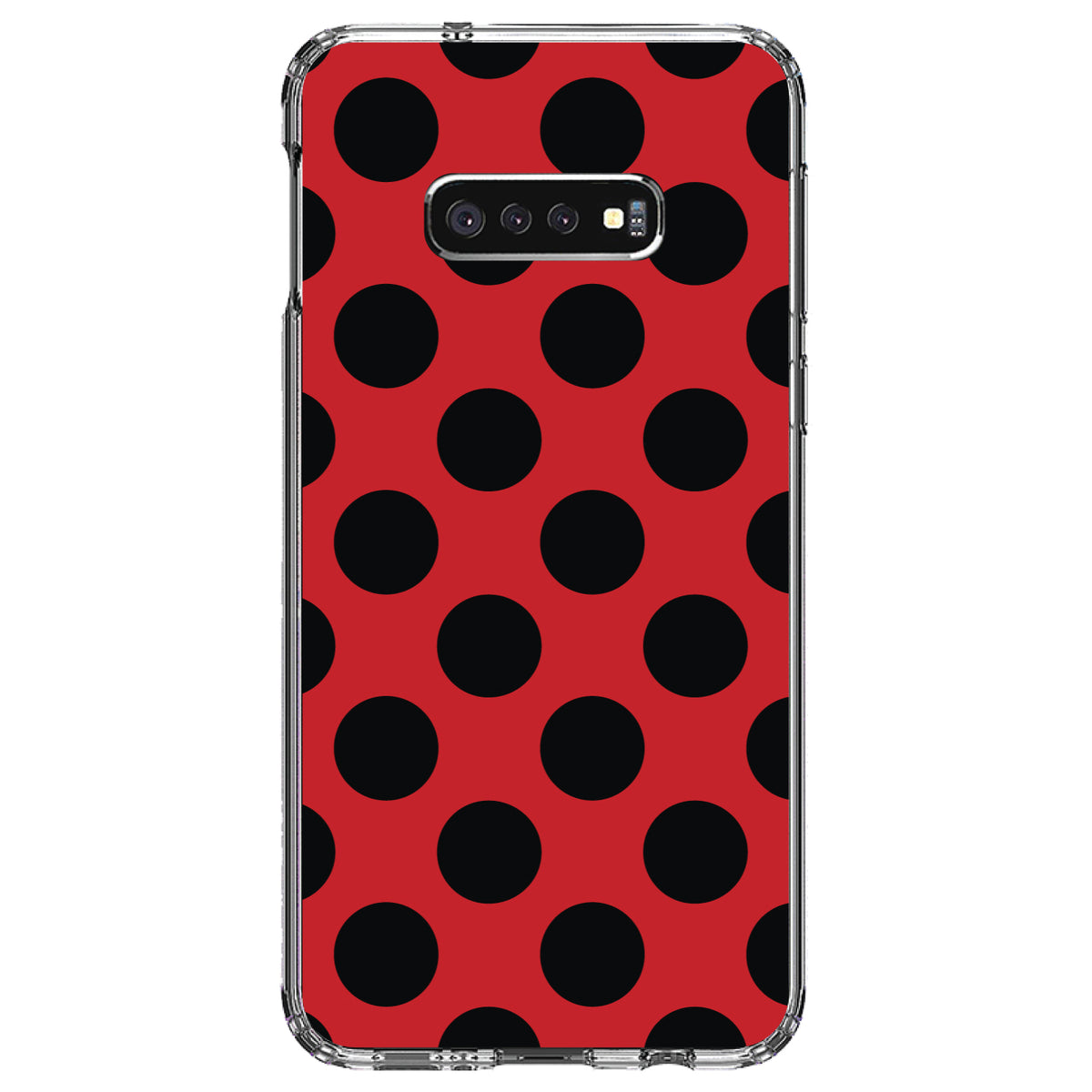 Black & Red Polka Dots Clear Shockproof iPhone Case, view 18