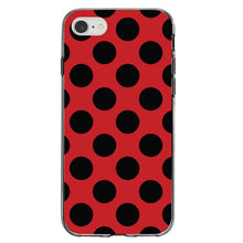 DistinctInk® Clear Shockproof Hybrid Case for Apple iPhone / Samsung Galaxy / Google Pixel - Black & Red Polka Dots