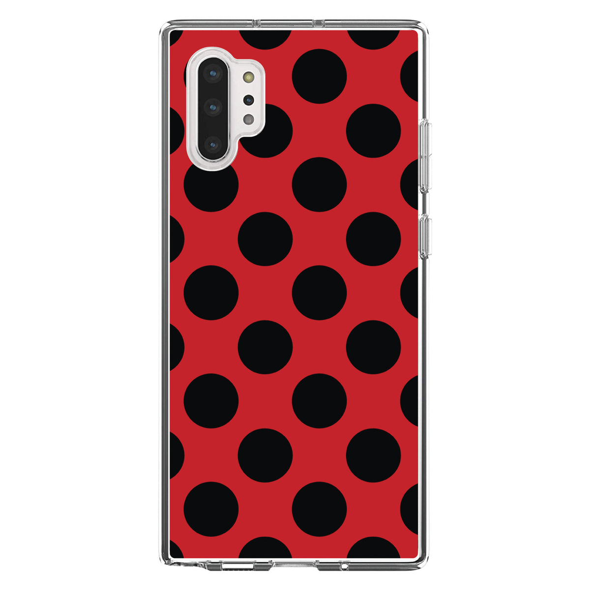 Black & Red Polka Dots Clear Shockproof iPhone Case, view 10