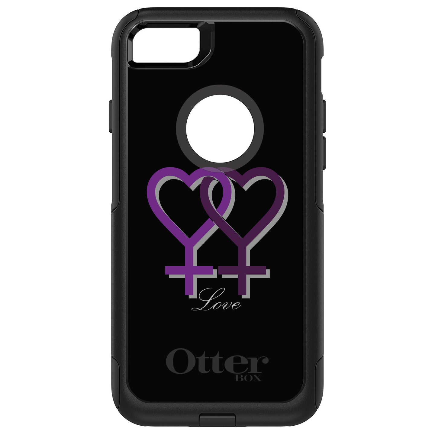 DistinctInk OtterBox Commuter Series Case for Apple iPhone or Samsung Galaxy - Lesbian Purple Symbols Love