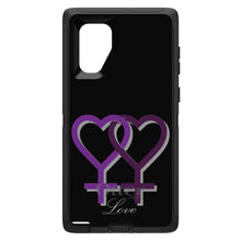 DistinctInk™ OtterBox Defender Series Case for Apple iPhone / Samsung Galaxy / Google Pixel - Lesbian Purple Symbols Love