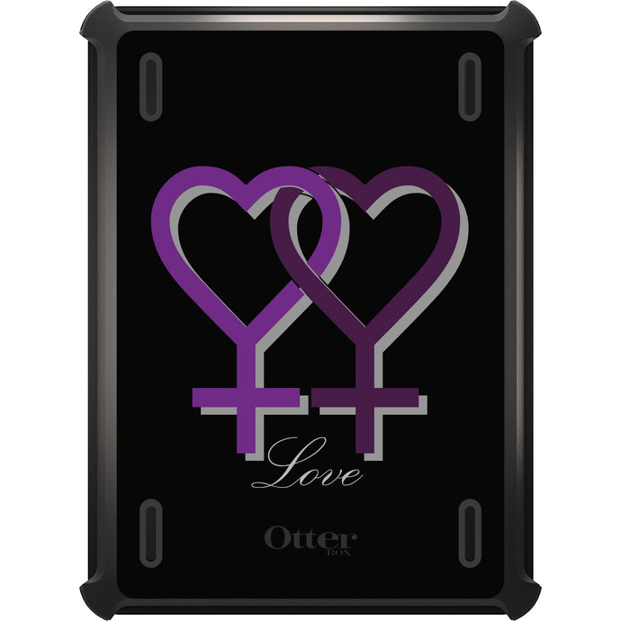 DistinctInk™ OtterBox Defender Series Case for Apple iPad / iPad Pro / iPad Air / iPad Mini - Lesbian Purple Symbols Love