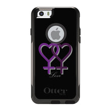 DistinctInk OtterBox Commuter Series Case for Apple iPhone or Samsung Galaxy - Lesbian Purple Symbols Love