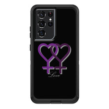 DistinctInk™ OtterBox Defender Series Case for Apple iPhone / Samsung Galaxy / Google Pixel - Lesbian Purple Symbols Love