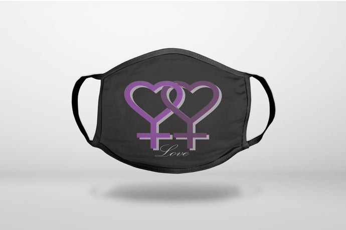 Lesbian Purple Symbols Love - 3-Ply Reusable Soft Face Mask Covering, Unisex, Cotton Inner Layer