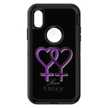 DistinctInk™ OtterBox Defender Series Case for Apple iPhone / Samsung Galaxy / Google Pixel - Lesbian Purple Symbols Love