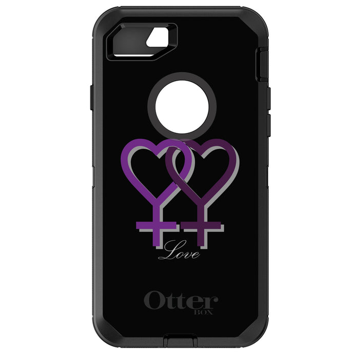 DistinctInk™ OtterBox Defender Series Case for Apple iPhone / Samsung Galaxy / Google Pixel - Lesbian Purple Symbols Love