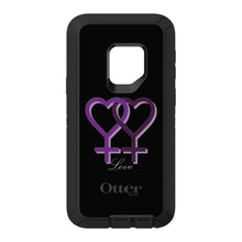 DistinctInk™ OtterBox Defender Series Case for Apple iPhone / Samsung Galaxy / Google Pixel - Lesbian Purple Symbols Love