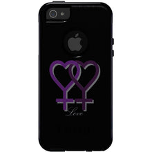 DistinctInk OtterBox Commuter Series Case for Apple iPhone or Samsung Galaxy - Lesbian Purple Symbols Love