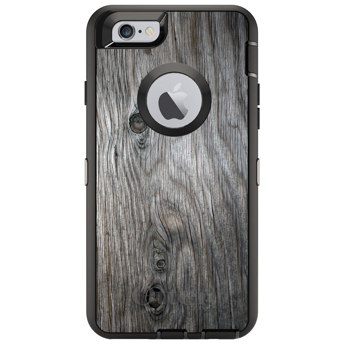 Grey Weathered Wood Grain Print OtterBox Defender Case for iPhone & Galaxy, view 4