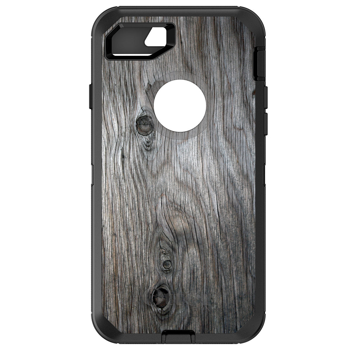 Grey Weathered Wood Grain Print OtterBox Defender Case for iPhone & Galaxy