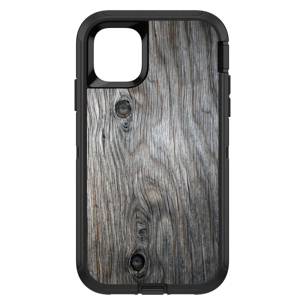 Grey Weathered Wood Grain Print OtterBox Defender Case for iPhone & Galaxy, view 2