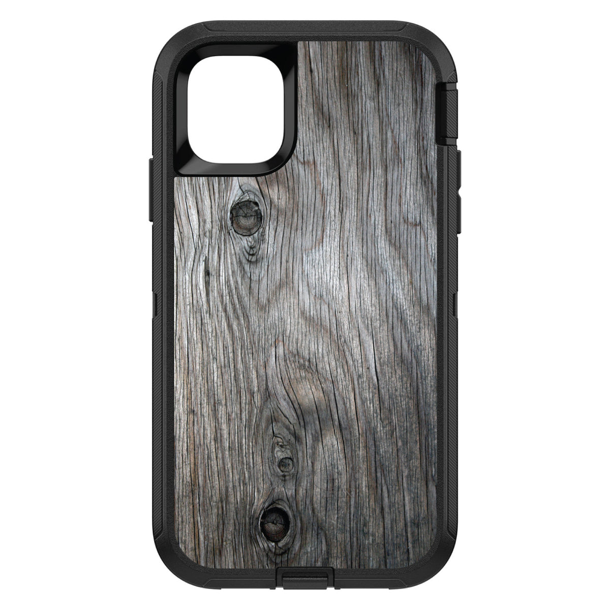 Grey Weathered Wood Grain Print OtterBox Defender Case for iPhone & Galaxy, view 2