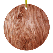 Orange Weathered Wood Grain Print Ceramic Ornament