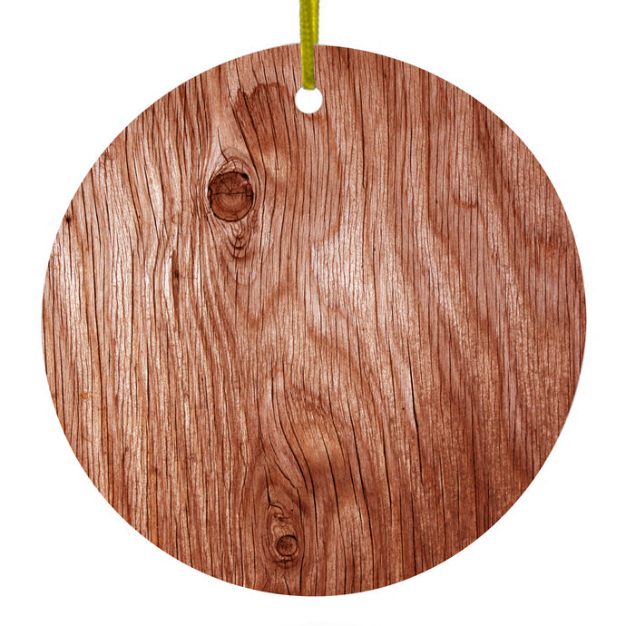 Orange Weathered Wood Grain Print Ceramic Ornament