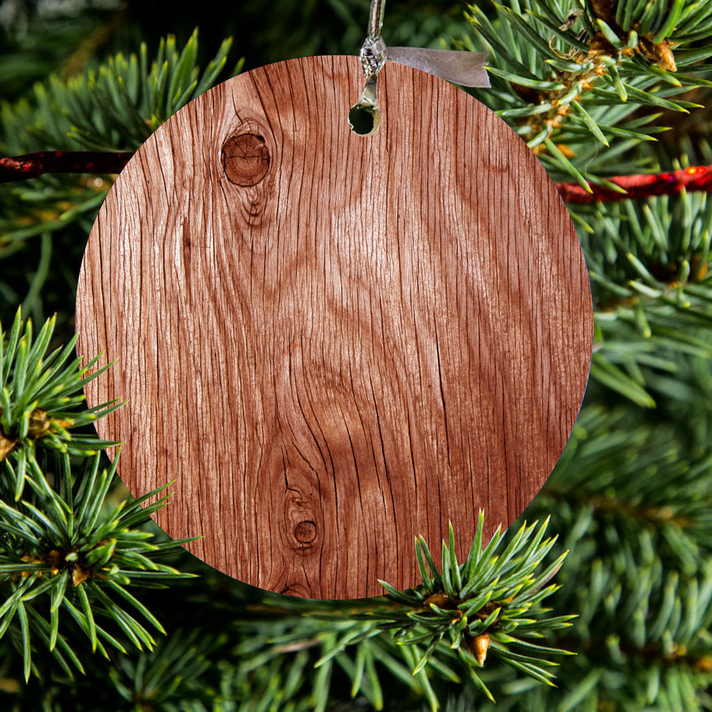 Orange Weathered Wood Grain Print Ceramic Ornament, view 2