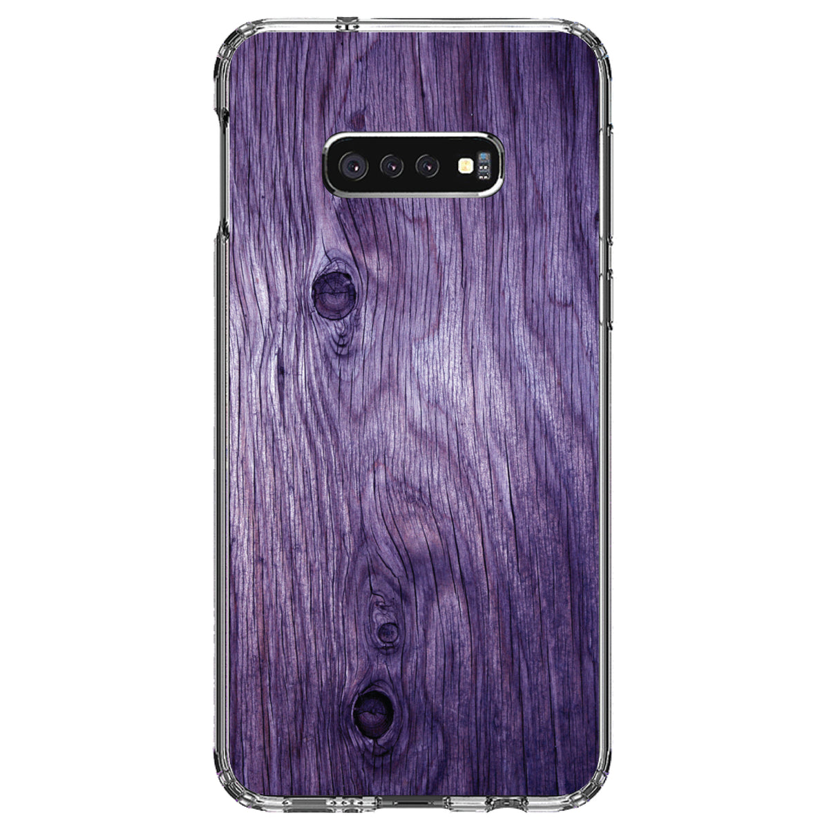 Purple Weathered Wood Grain Print Clear Shockproof iPhone Case, view 18