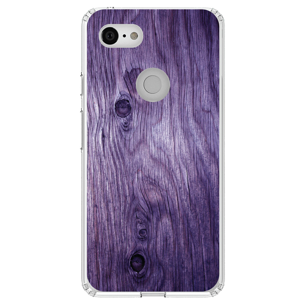 Purple Weathered Wood Grain Print Clear Shockproof iPhone Case, view 22