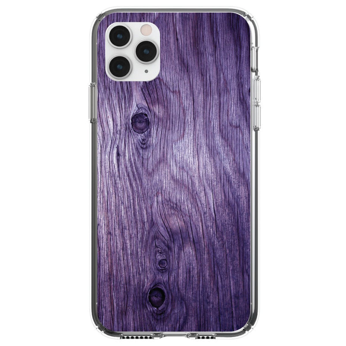 Purple Weathered Wood Grain Print Clear Shockproof iPhone Case