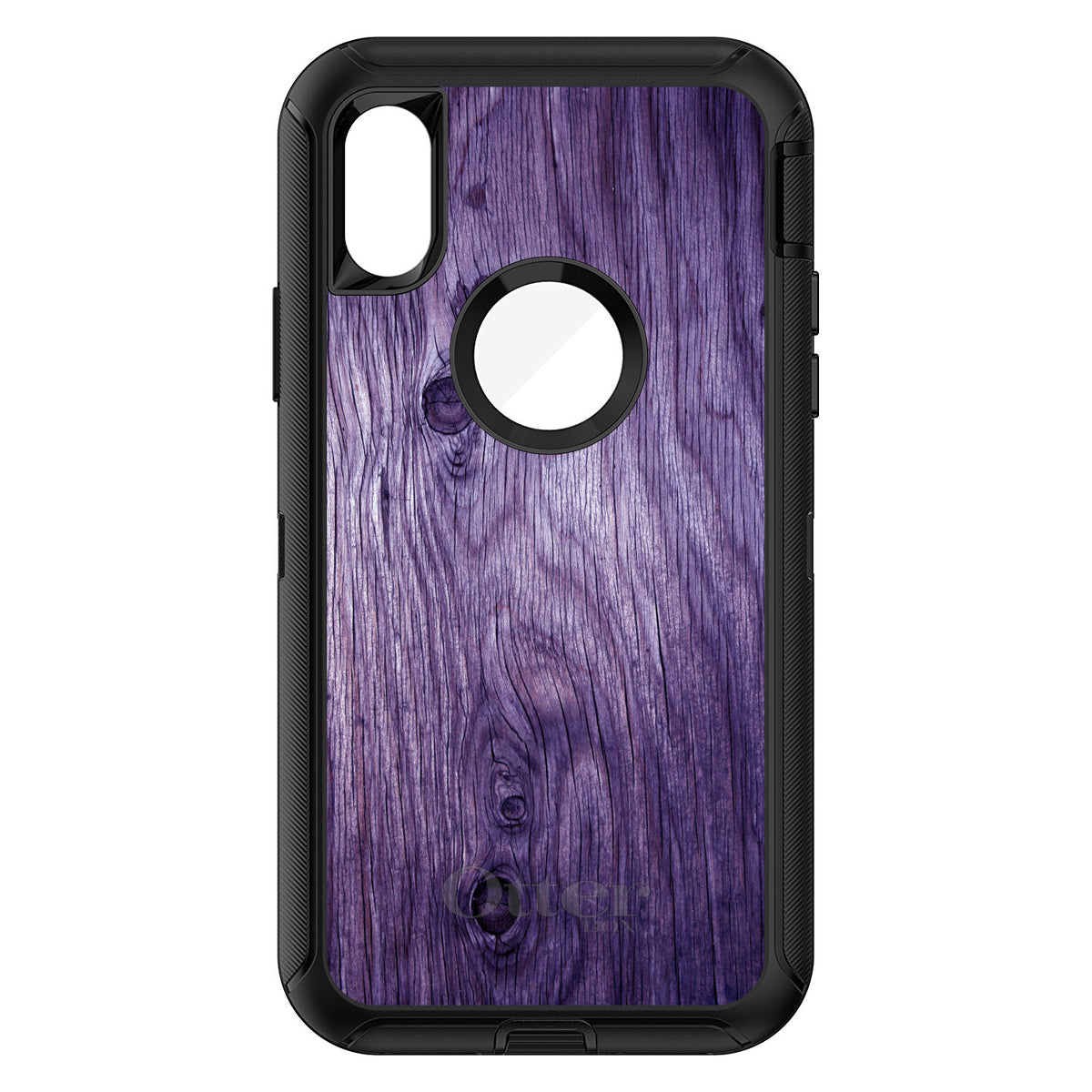 Purple Weathered Wood Grain Print OtterBox Defender Case for iPhone & Galaxy, view 3