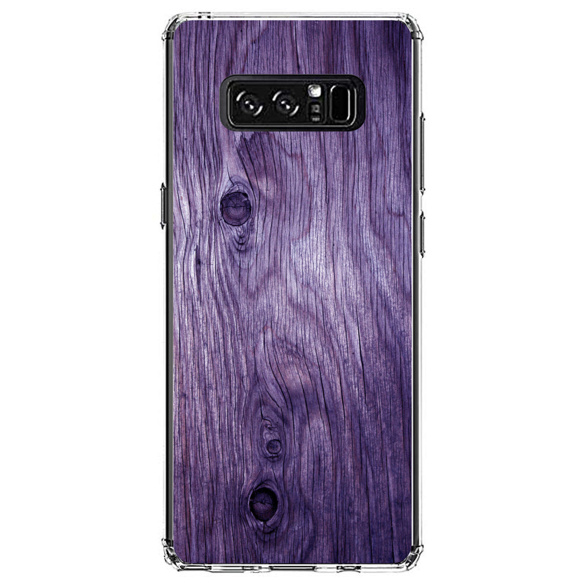 Purple Weathered Wood Grain Print Clear Shockproof iPhone Case, view 12
