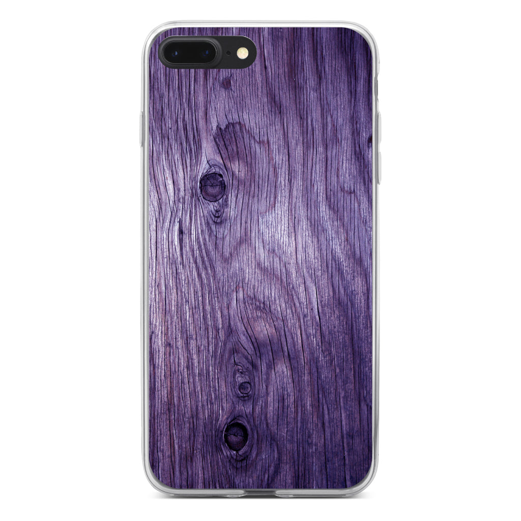 Purple Weathered Wood Grain Print Clear Shockproof iPhone Case, view 6