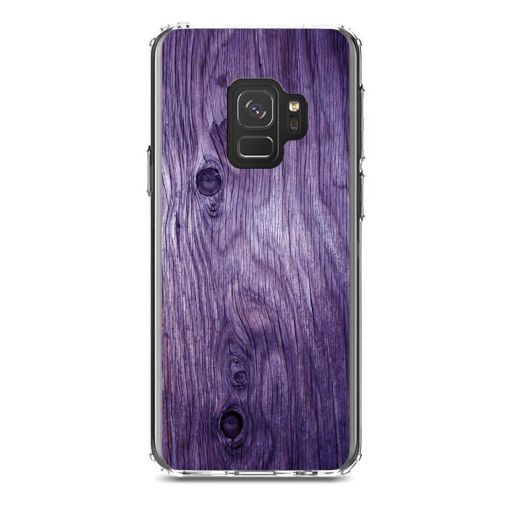 Purple Weathered Wood Grain Print Clear Shockproof iPhone Case, view 19