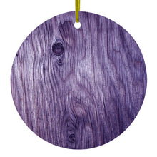 Purple Weathered Wood Grain Print Ceramic Ornament