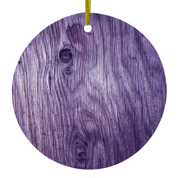 Purple Weathered Wood Grain Print Ceramic Ornament