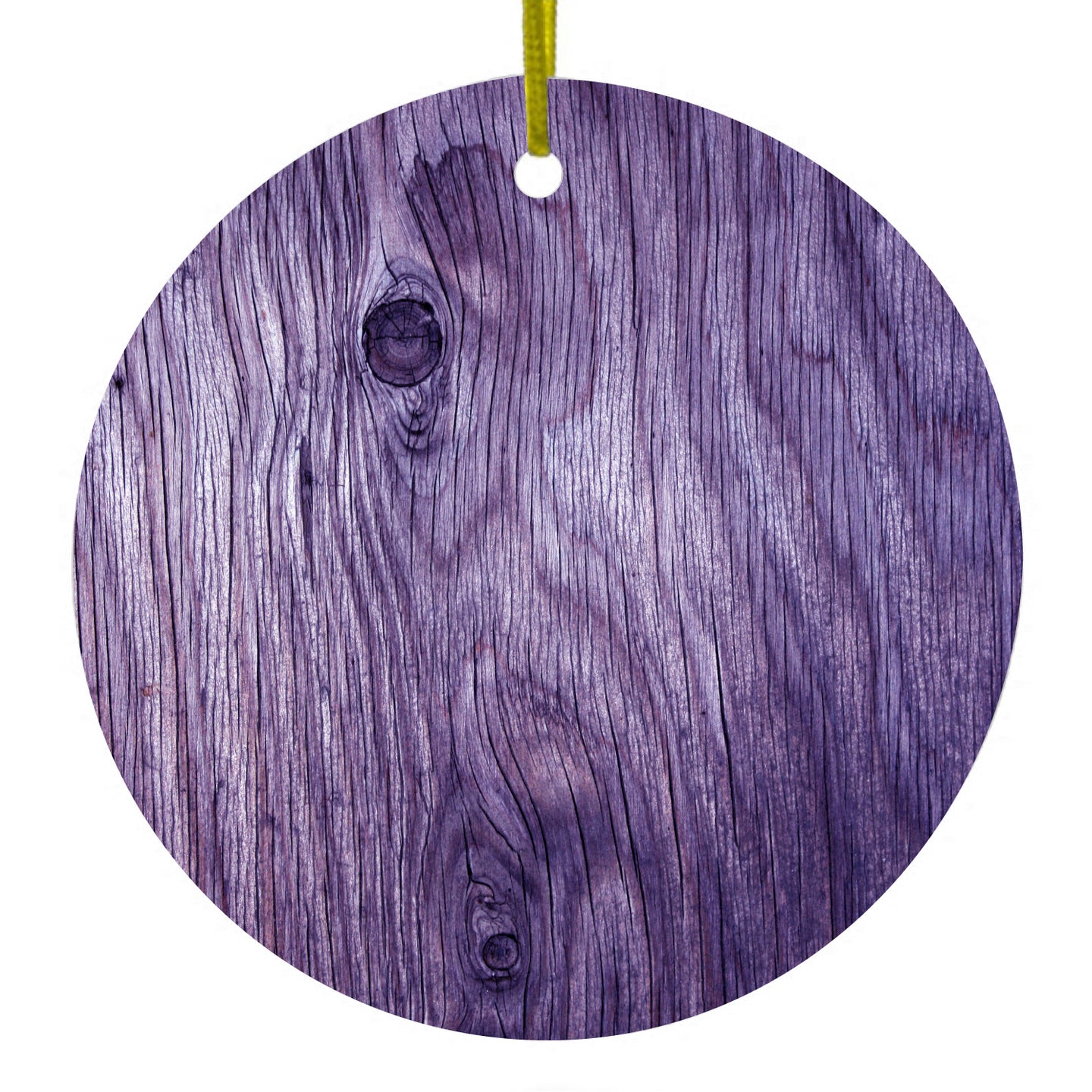 Purple Weathered Wood Grain Print Ceramic Ornament