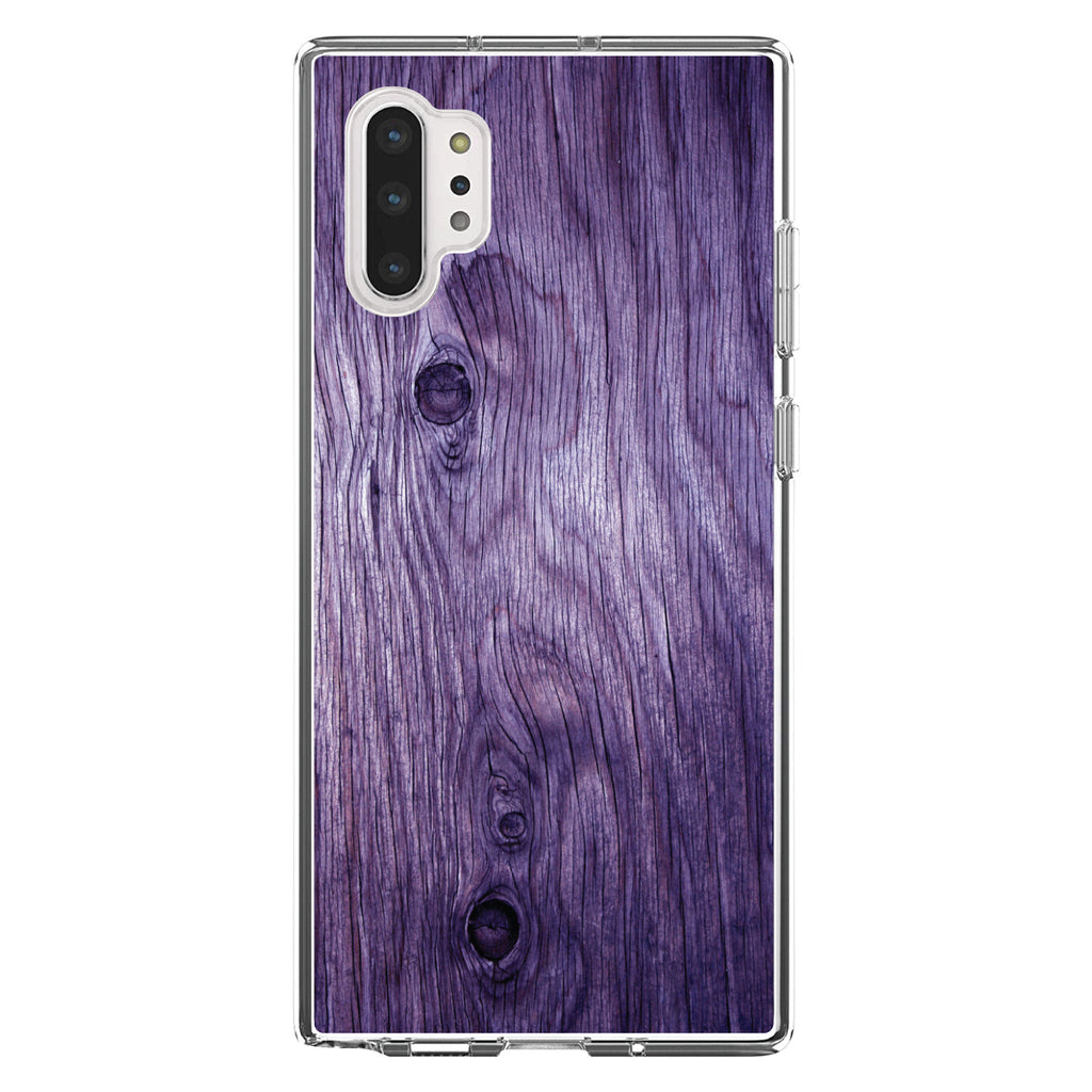 Purple Weathered Wood Grain Print Clear Shockproof iPhone Case, view 10
