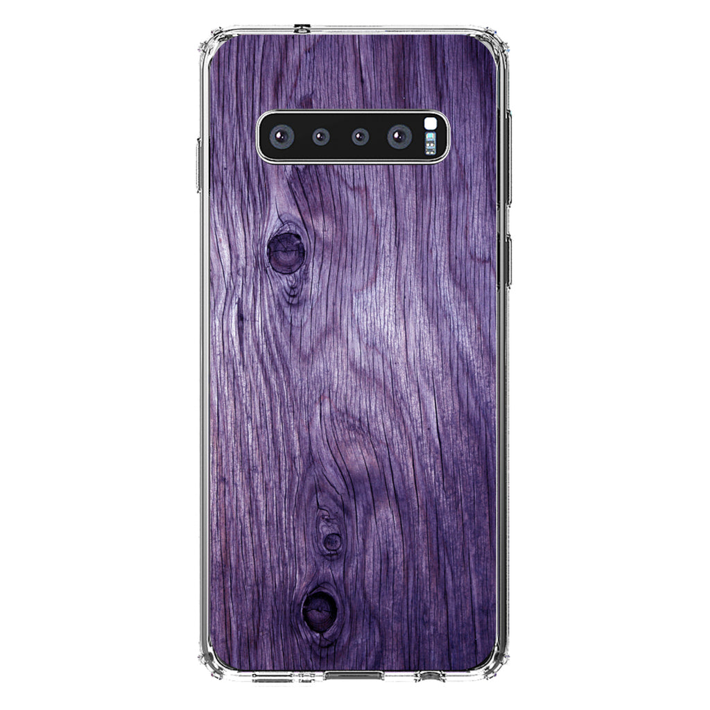 Purple Weathered Wood Grain Print Clear Shockproof iPhone Case, view 17