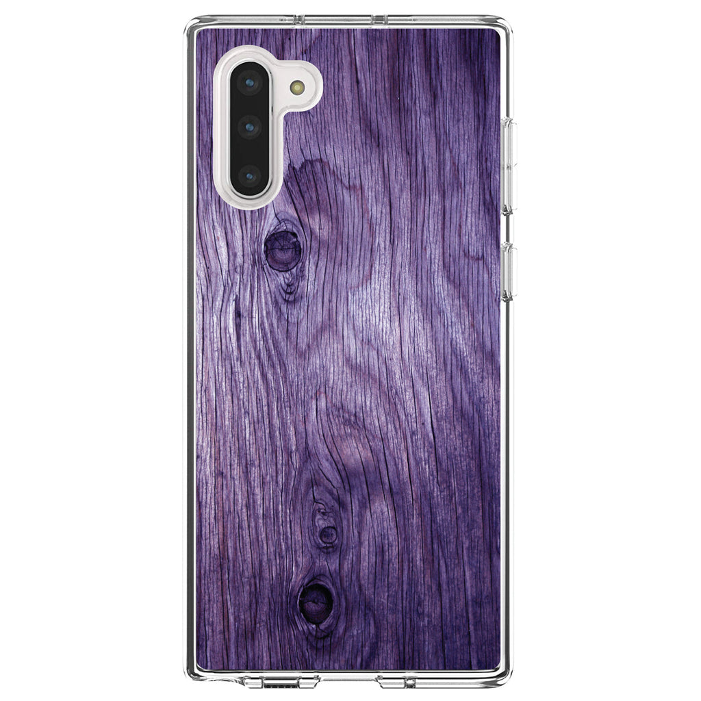 Purple Weathered Wood Grain Print Clear Shockproof iPhone Case, view 9