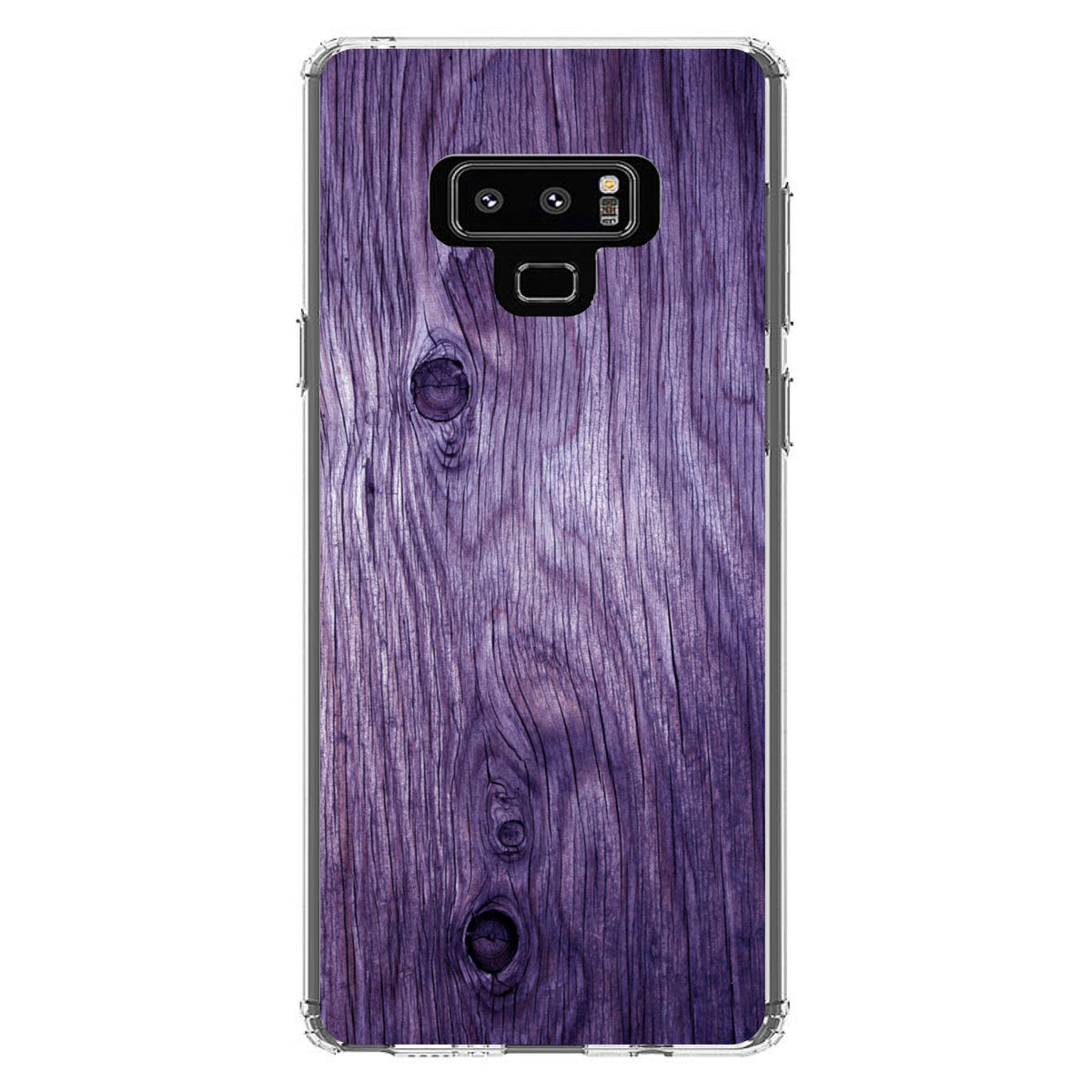 Purple Weathered Wood Grain Print Clear Shockproof iPhone Case, view 11